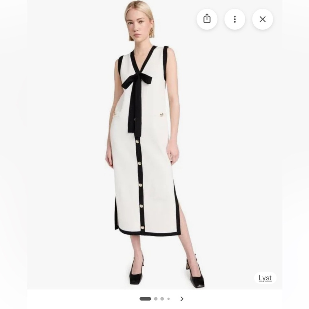English Factory Cream and Black Trim Midi Dress